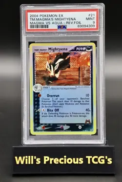 PSA 9 Mightyena 21/95 Ex Team Magma vs Aqua 2004 Reverse Holo Pokemon Card Mint - Image 1