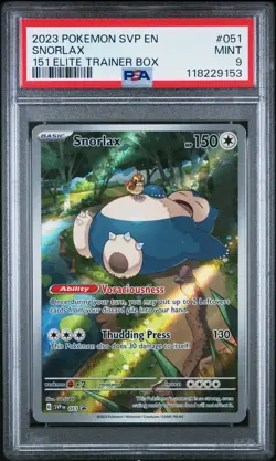 Snorlax 051/165 151 Elite Trainer Box Svp En-sv Black Star Promo Pokemon PSA 9 - Image 1