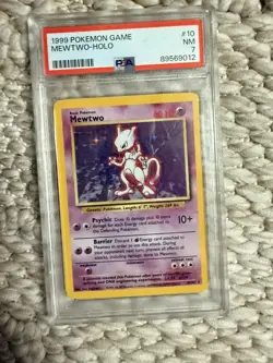 Pokemon Mewtwo Base Set Unlimited Holo Rare #10 PSA 7 - Image 1