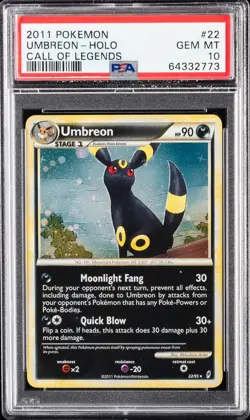 PSA 10 UMBREON-HOLO #22 CALL OF LEGENDS LOW POP 22 POKEMON 2011 GEM MINT 10 RARE - Image 1