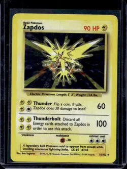 1999 Pokemon Unlimited Zapdos Rare Holo #16/102 - Image 1