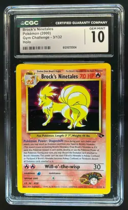 2000 Pokemon Gym Challenge Brock's Ninetales Holo #3/132 CGC 10 - Image 1