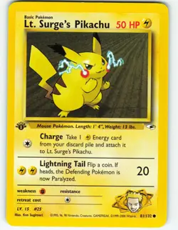 Lt. Surge's Pikachu - 1st Edition - 81/132 Gym Heroes - Pokemon TCG - 2000 - Image 1