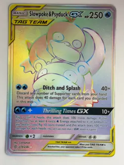 Pokemon Slowpoke & Psyduck GX TAG TEAM Secret Rare Full Art Holo 239/236 SM Eng… - Image 1