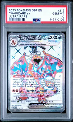 2023 POKEMON OBF EN-OBSIDIAN FLAMES ULTRA RARE #215 CHARIZARD EX PSA 10 - Image 1