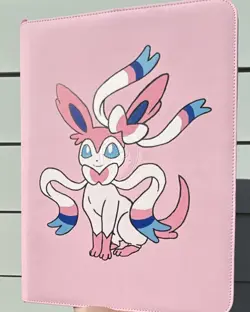 Pink Sylveon hand-painted Pokemon TCG 9-Pocket Binder Standard Card Size - Image 1