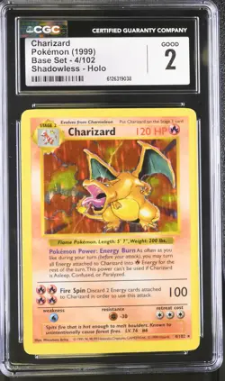 CGC 2 Charizard 1999 Base Set 4/102 Shadowless Holo Pokemon Card - Image 1