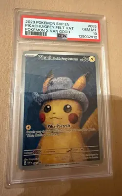 PSA 10 Pokemon X Van Gogh Pikachu Grey Felt Hat Promo Card 2023 #085 SVP EN - Image 1