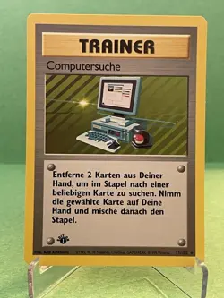 Pokemon TCG GERMAN Base Set 1st Edition Computer Search (computersuche) Rare NM! - Image 1