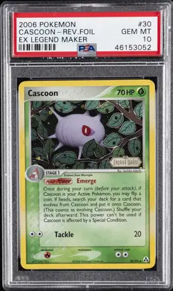 2006 POKEMON EX LEGEND MAKER #30 CASCOON-REVERSE FOIL PSA 10 - Image 1