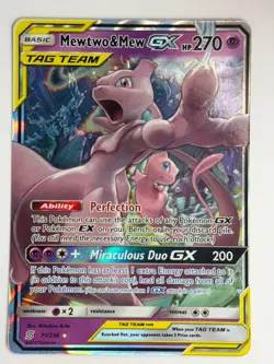 Pokemon Mewtwo & Mew GX Ultra Rare Full Art Holo 71/236 Sm-Unified Minds - Image 1