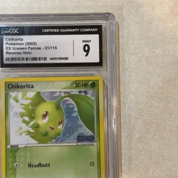 Pokemon 2005 Chikorita Reverse Holo CGC 9. MINT EX Unseen Forces 51/115 2005 - Image 3