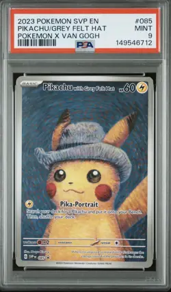 2023 POKEMON SVP EN-SV BLACK STAR PROMO #085 PIKACHU WITH GREY FELT HAT PSA 9 - Image 1