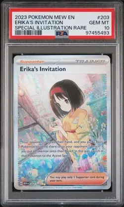 2023 POKEMON MEW EN-151 SPECIAL ILLUSTRATION RARE #203 ERIKA'S INVITATION PSA 10 - Image 1