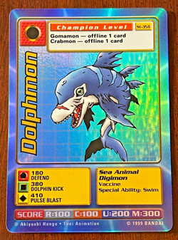 Dolphmon Digimon Card Holo St-35S Vintage '99 Bandai - Image 1