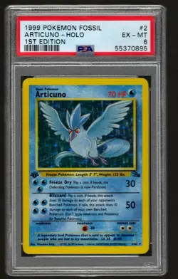 PSA 6 EX-MT Articuno Pokemon Card 1st Edition Holo WOTC 2/62 Fossil Set Rare - Image 1