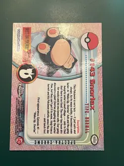 Topps Chrome 2000 Pokemon Series 3 Foil Snorlax Card #143 Near Mint Condition - Image 3