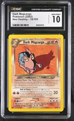 CGC 10 GEM MINT Dark Magcargo 2002 Neo Destiny 18/105 Pokemon Card - Image 1