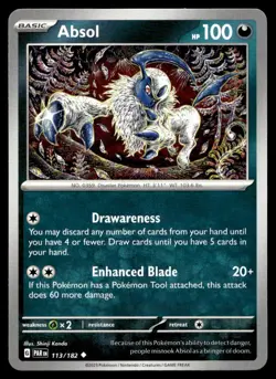 Absol 113/182 Pokemon Card Paradox Rift Uncommon 100 HP Near Mint KN - Image 1