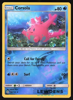 Corsola - 36/149 - Reverse Holo Uncommon - Sun & Moon Base - Pokemon Card - Image 1
