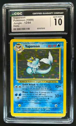 1999 Pokemon Jungle Vaporeon #12/64 CGC 10 - Image 1