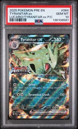Tyranitar ex 064 Pokemon Prismatic Evolutions Stamp PSA 10 🔥🔥🔥 - Image 1