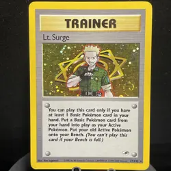 Pokemon Gym Heroes Unlimited Lt. Surge Trainer 17/132 Holo Rare SWIRL - Image 1