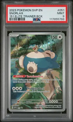 Snorlax 051/165 151 Elite Trainer Box Svp En-sv Black Star Promo Pokemon PSA 9 - Image 1