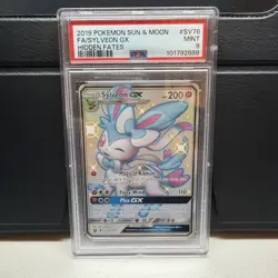 2019 POKEMON SUN & MOON HIDDEN FATES #SV76 FULL ART/SYLVEON GX PSA 9 - Image 1