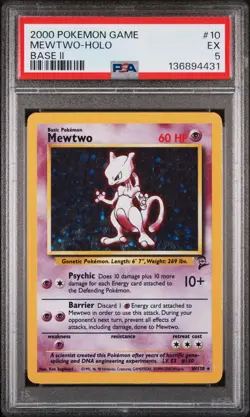 2000 POKEMON BASE SET 2 #10 MEWTWO-HOLO PSA 5 - Image 1
