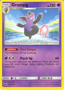 Grumpig SM - Crimson Invasion 42/111 NM English Pokemon Card - Image 1