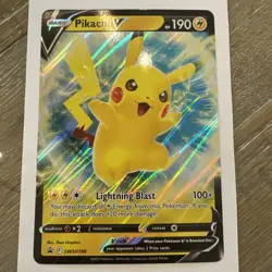 PIKACHU V Black Star Promo POKEMON Jumbo Large Foil 2022 Trading Card SWSH198 - Image 1