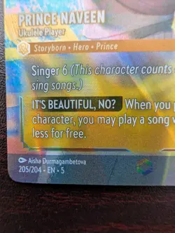 Disney Lorcana Prince Naveen Ukulele Player 205/204 ENCHANTED Shimmering... - Image 5