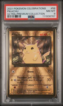 2021 POKEMON CELEBRATIONS ULTRA-PREM COLL #58 PIKACHU PSA 8 - Image 1