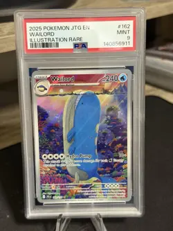 2025 Pokemon Journey Together Wailord Illustration Rare #162/159 PSA 9 - Image 1