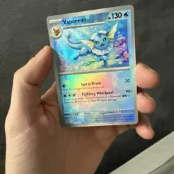 2025 Pokemon TCG SV Prismatic Evolutions #22 Vaporeon MASTER BALL HOLO - Image 2