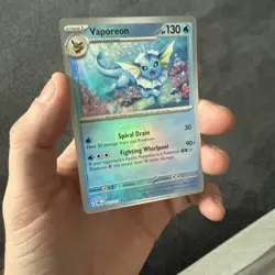2025 Pokemon TCG SV Prismatic Evolutions #22 Vaporeon MASTER BALL HOLO - Image 3