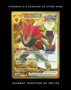 Pokemon N's Zoroark ex 189/159 Sv09 Journey Together Gold Holo JTG Hyper Rare NM - Image 1