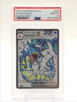 GYARADOS EX 2023 POKEMON SCARLET & VIOLET ULTRA RARE 225/198 PSA 8 Q5677 - Image 1
