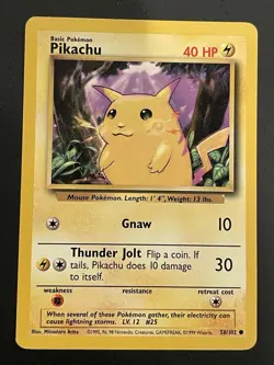 Pikachu 58/102 Base Set Pokemon Vintage 1999 WOTC - Image 1