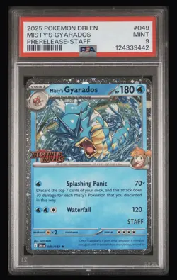 PSA 9 Misty's Gyarados 049/182 DR Prerelease STAFF Stamped Rivals Pokemon - Image 1