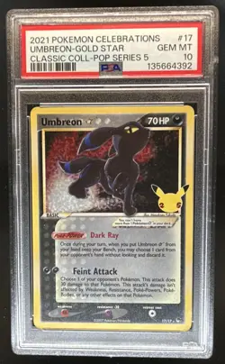 2021 Pokemon SWSH Celebrations Umbreon Classic Gold Star #17/17 PSA 10 - Image 1