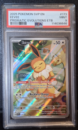Pokemon 2025 SVP EN-SV Black Star Promo Prismatic Evolutions ETB 173 Eevee PSA 9 - Image 1