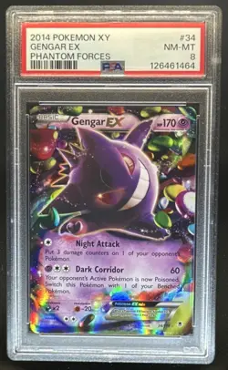 2014 Pokemon XY Phantom Forces Gengar EX #034/119 PSA 8 - Image 1