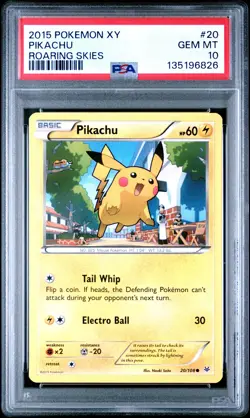 2015 POKEMON XY ROARING SKIES #20 PIKACHU PSA 10 - Image 1