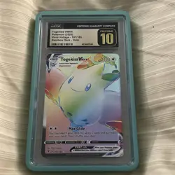 Pokemon Togekiss Vmax 191 Vivid Voltage Full Art Rainbow Rare CGC 10 Pristine - Image 1