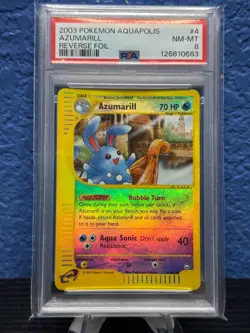 2003 Pokemon Azumarill Aquapolis Reverse Foil Holo Rare #4 PSA 8 Near Mint - Image 1