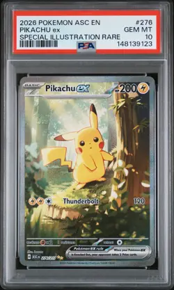 2026 POKEMON ASC EN ASCENDED HEROES #276 PIKACHU EX PSA 10 SIR - Image 1