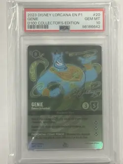 2023 Disney Lorcana D100 Collector’s Edition Genie EN 20/P1 PSA 10 - Image 1