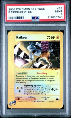 Raikou Skyridge Reverse Holo E Reader 28/144 PSA 9 Pokemon Card - Image 1